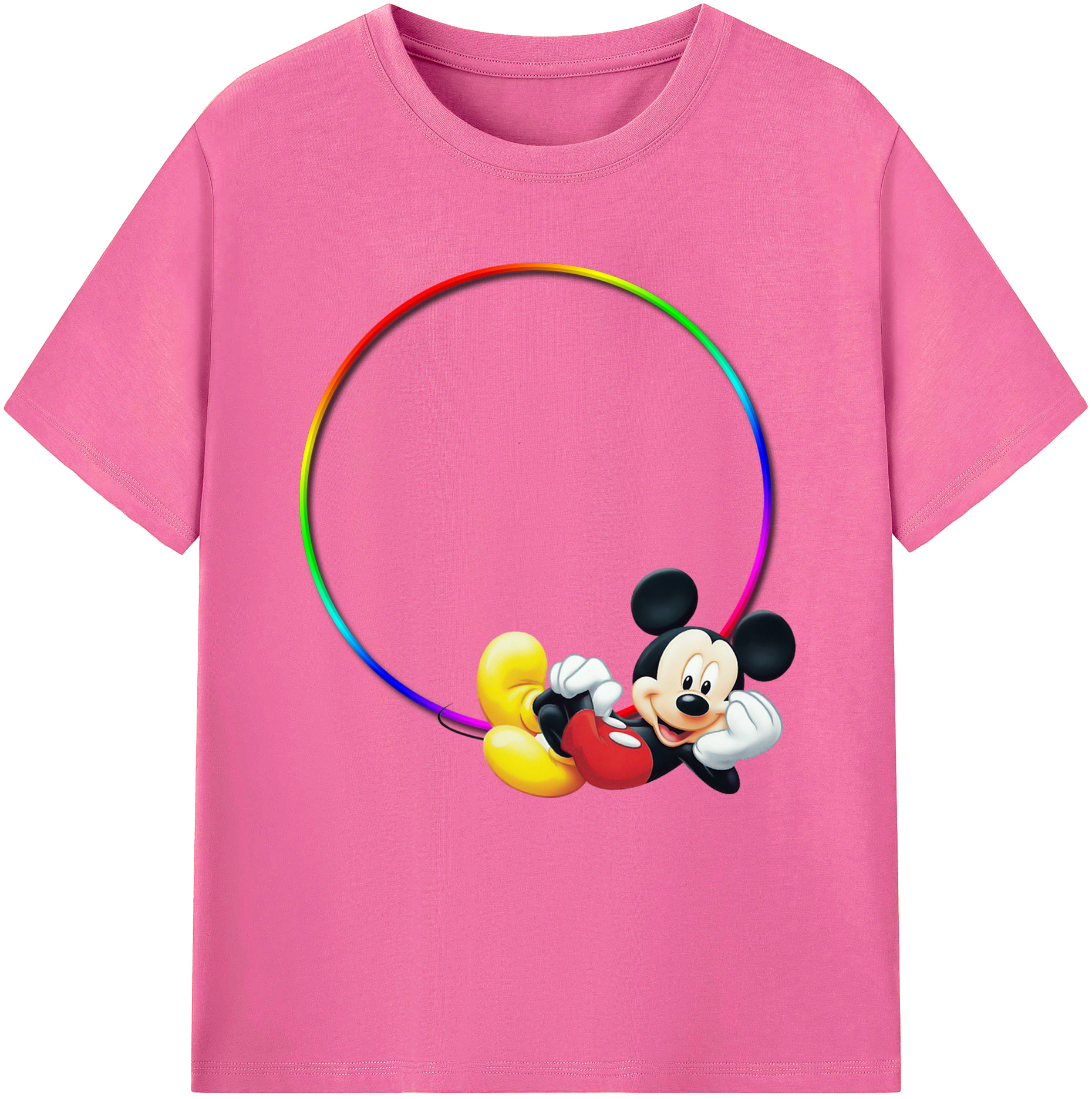 （画像用） ミッキーマウス Mickey Mouse レディースカジュアルプリントTシャツ（綿100％）